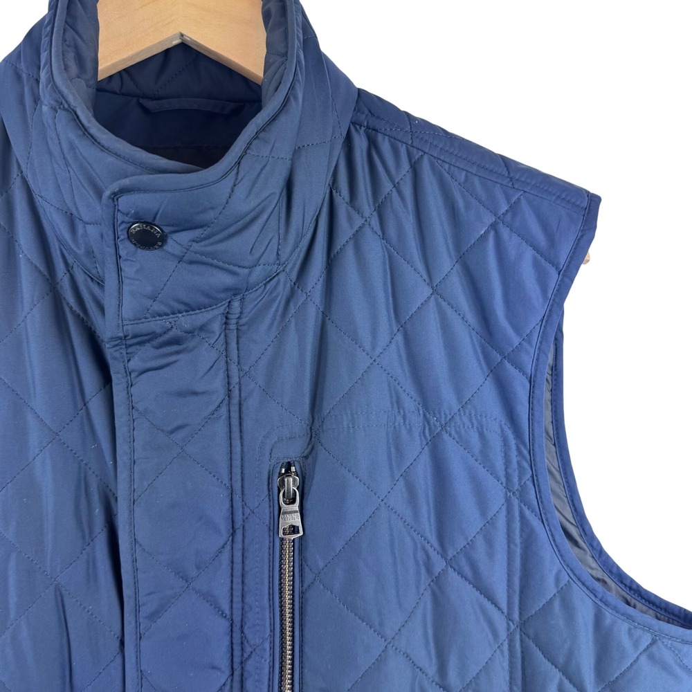 Banana Republic Quilted Puffer Vest Men Large Navy Blue Diamond Stitch 256853-00